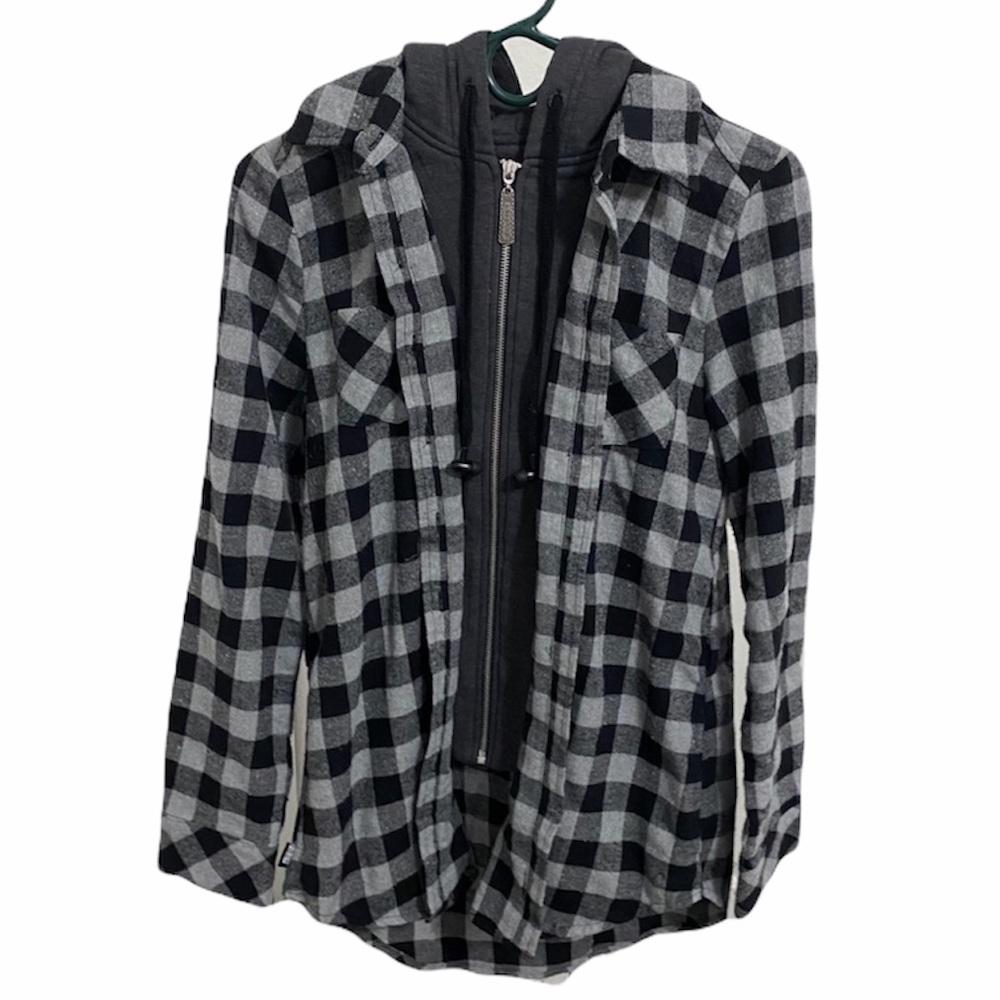 INSOUND black & gray flannel hoodie